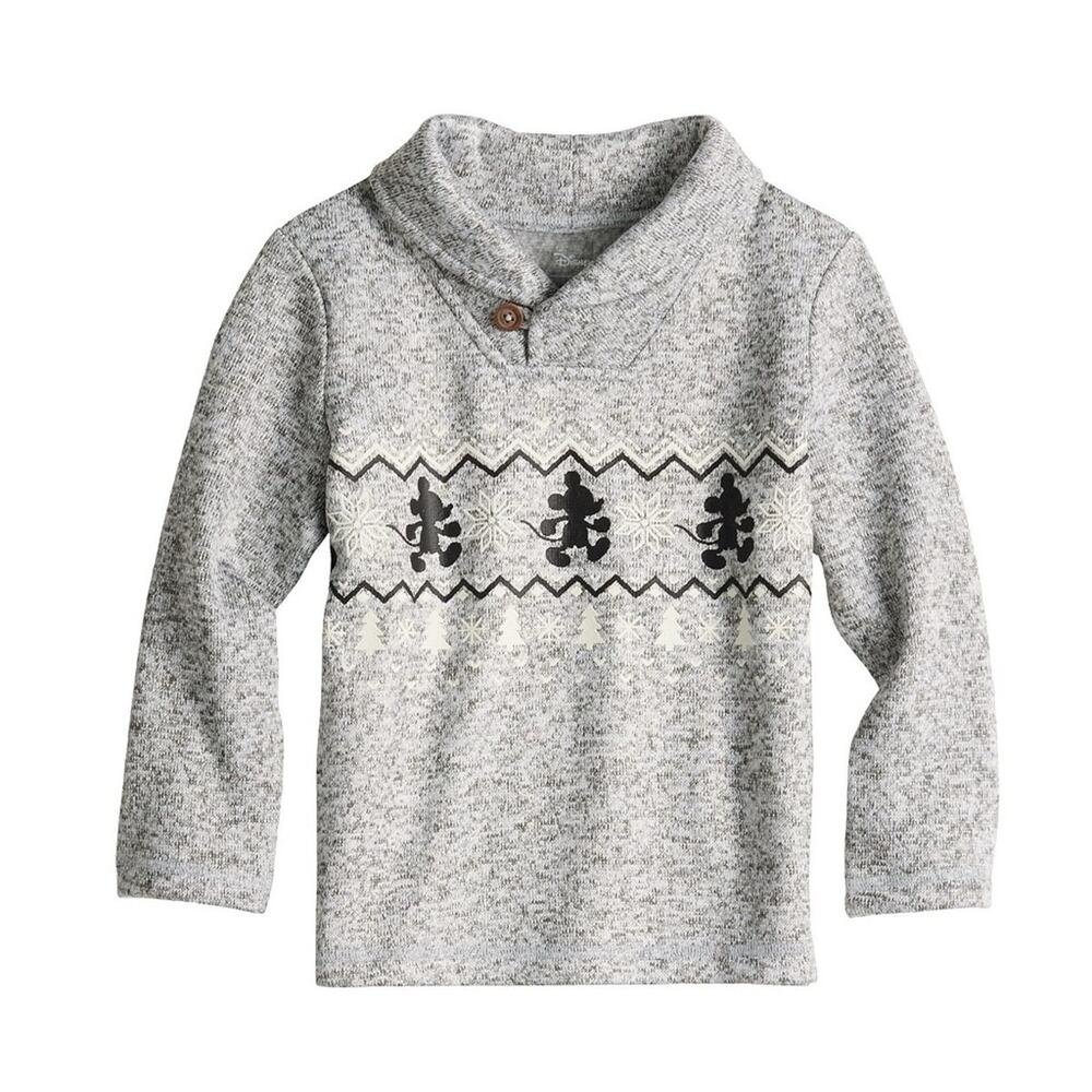 Jumping Beans | Disney Mickey Mouse Faire Isle Shawl Collar Sweater Pullover 3T